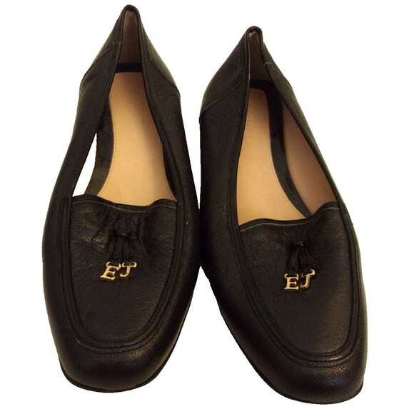 Eric Javits Black Flat Loafers Size 9.5 EJ Charms Rubber Sole Italy - Picture 1 of 6